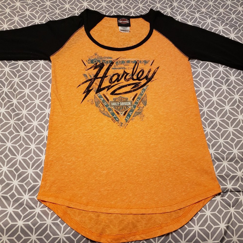 Harley Davidson Mid Sleeve Baseball Tee Size Small